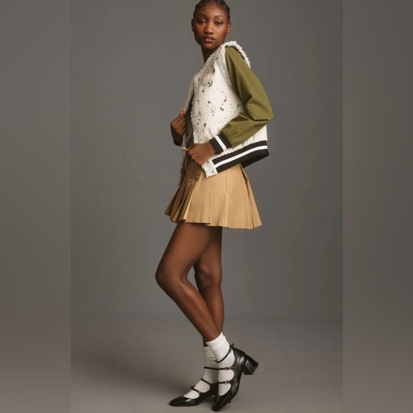 Anthropologie Paint Splatter Tweed Bomber Jacket - Picture 2 of 6